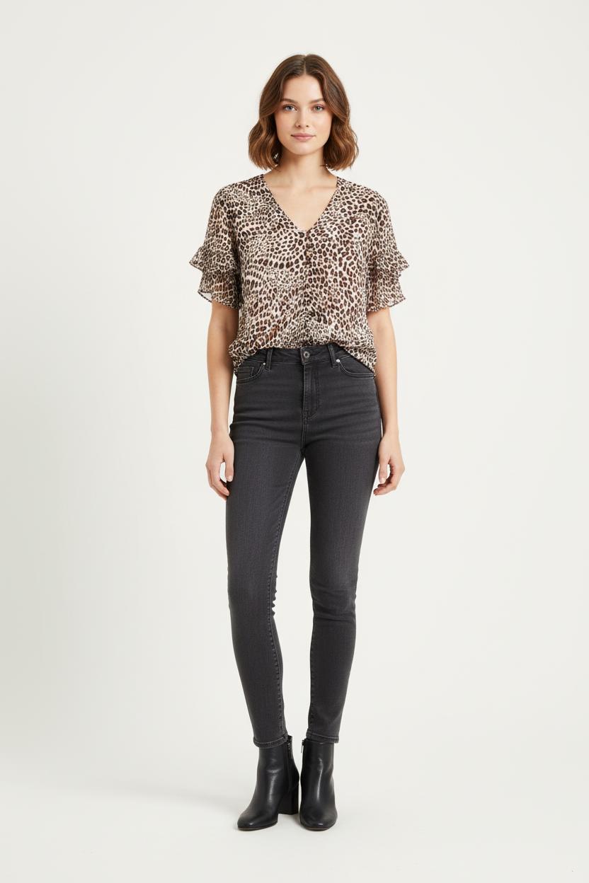 Blouse Léopard Beige et Marron - Taille S/36