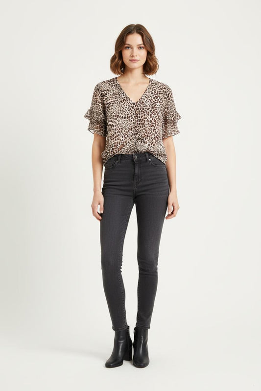 Blouse Léopard Beige et Marron - Taille S/36