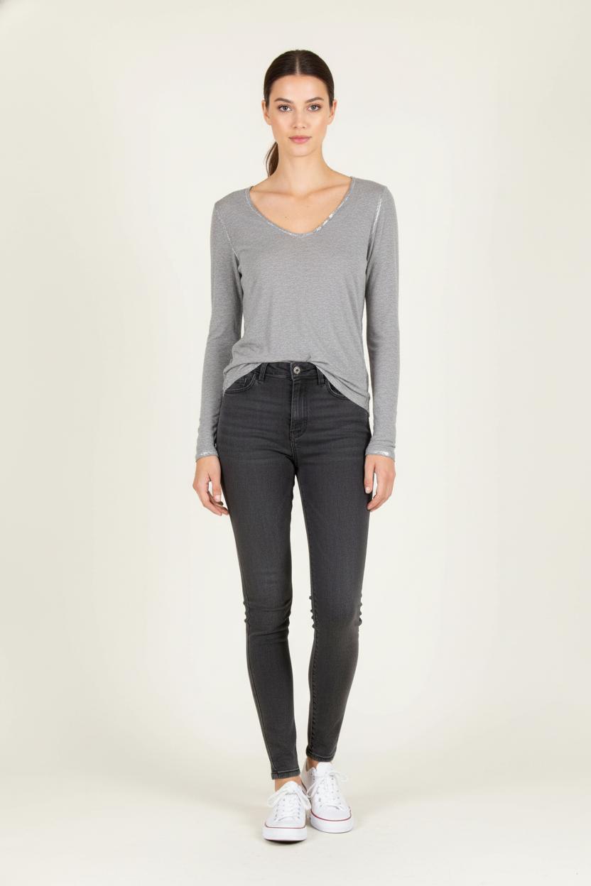 T-shirt Manches Longues Gris - Taille S/36