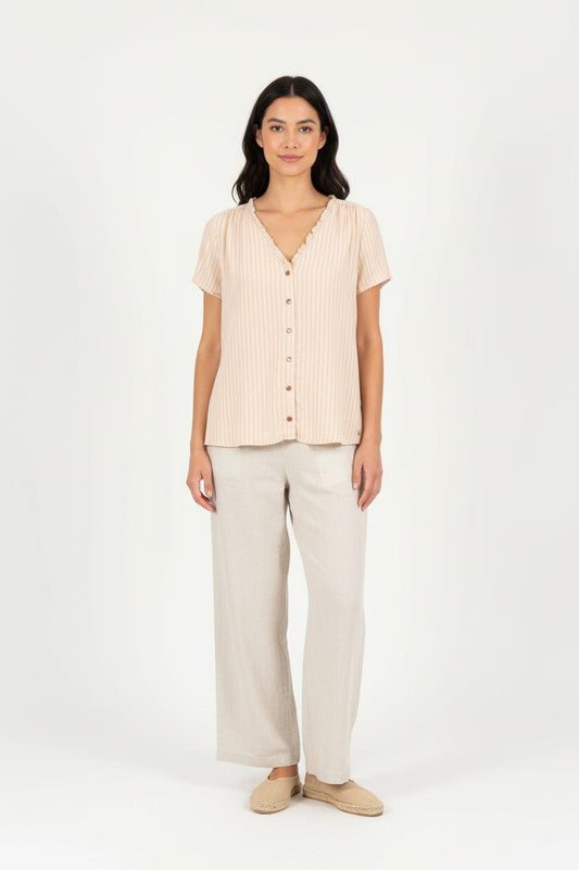 Blouse Beige à Rayures - Taille L/40