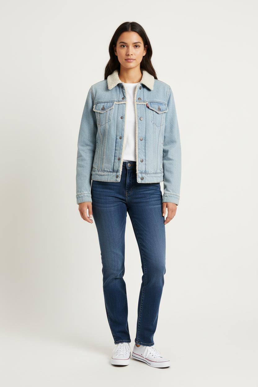 Veste en jean Bleu et Beige - Taille S/36