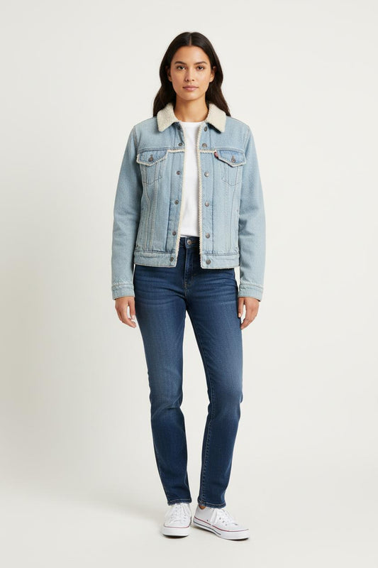 Veste en jean Bleu et Beige - Taille S/36