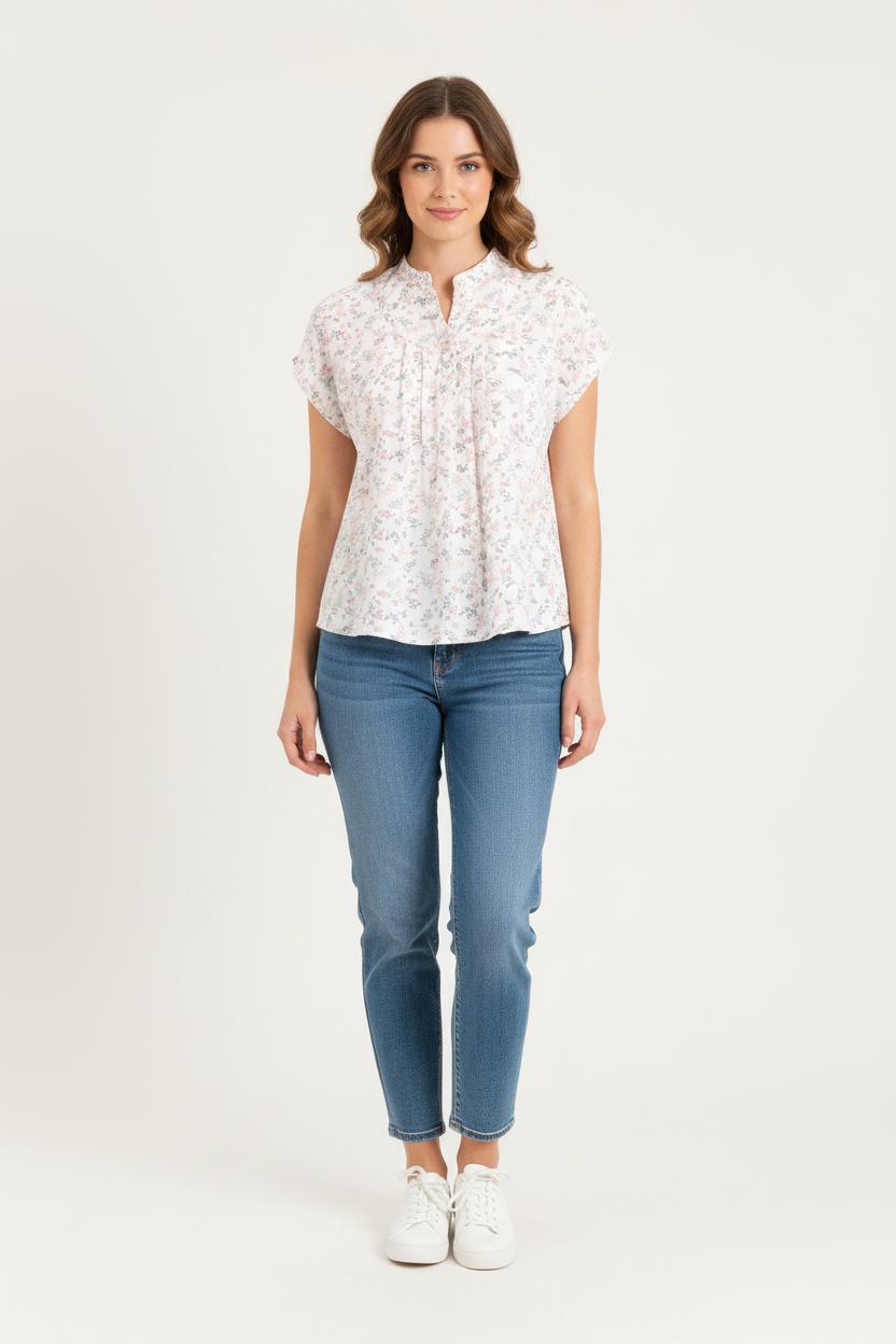 Blouse Blanche et Rose - Taille S/36