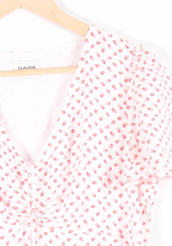 Blouse Blanche et Rose - Taille L/40