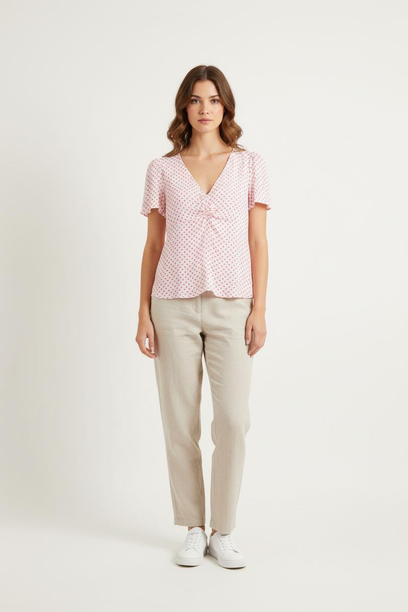 Blouse Blanche et Rose - Taille L/40