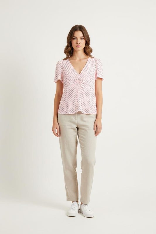 Blouse Blanche et Rose - Taille L/40