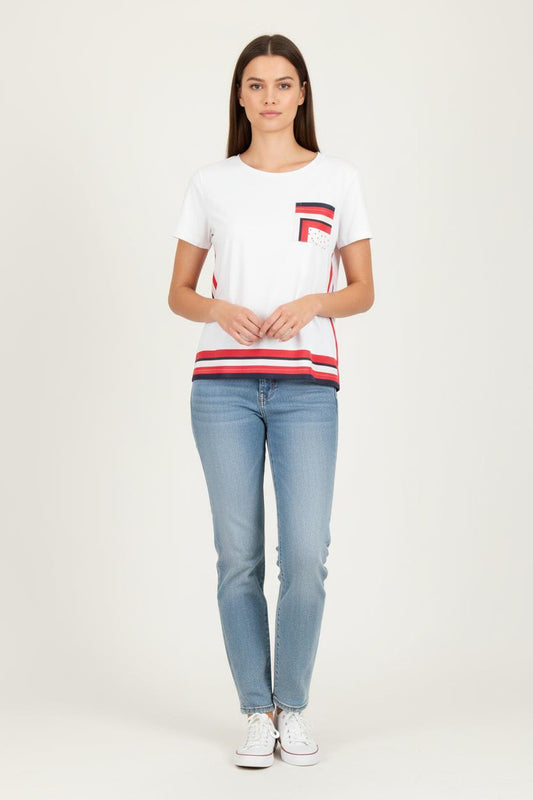 Tee-shirt Blanc et Rouge - Taille M/38