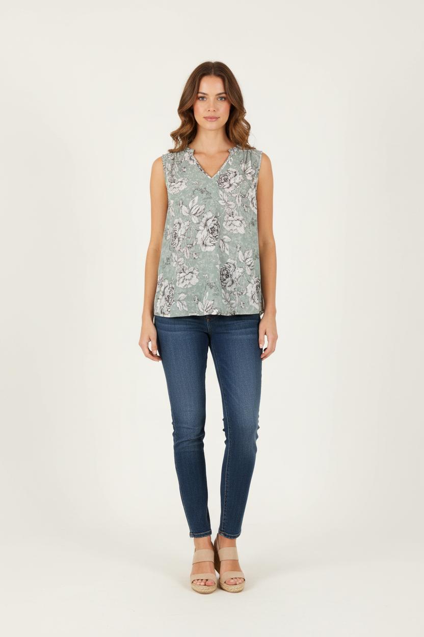 Blouse Verte et Blanche - Taille M/38