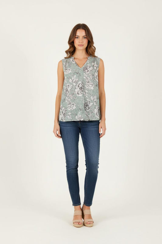 Blouse Verte et Blanche - Taille M/38