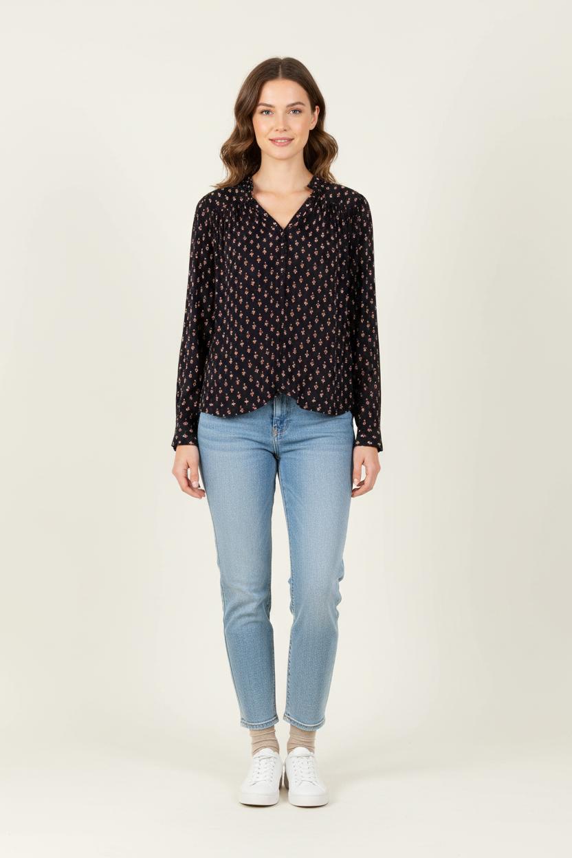 Blouse Noire à Motifs - Taille L/40