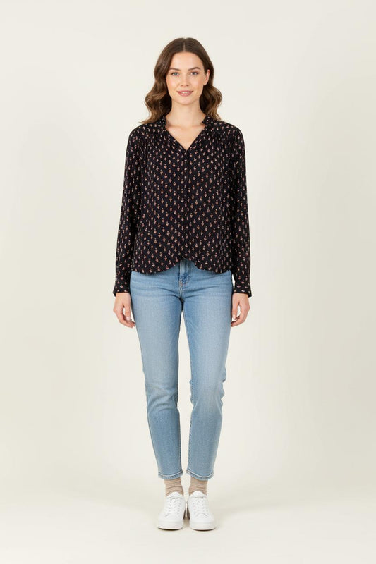 Blouse Noire à Motifs - Taille L/40