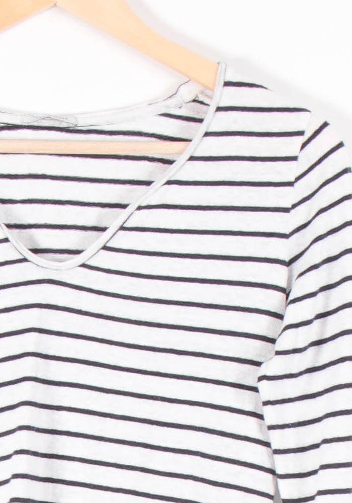 T-shirt Manches Longues Blanc et Noir - Taille S/36