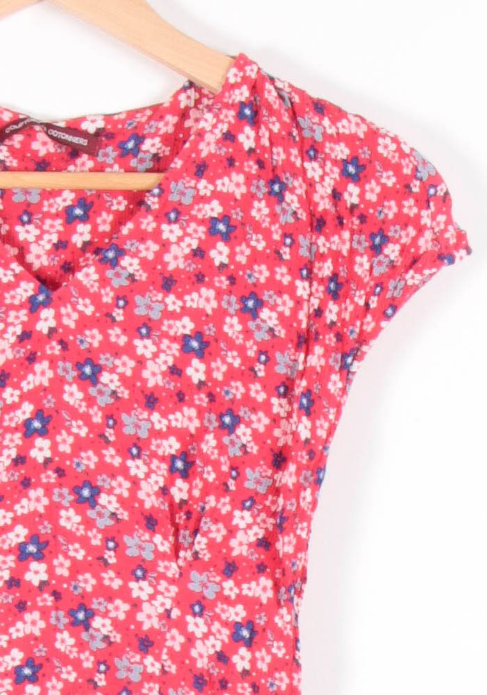 Blouse Fleurie Rouge et Bleu - Taille S/36