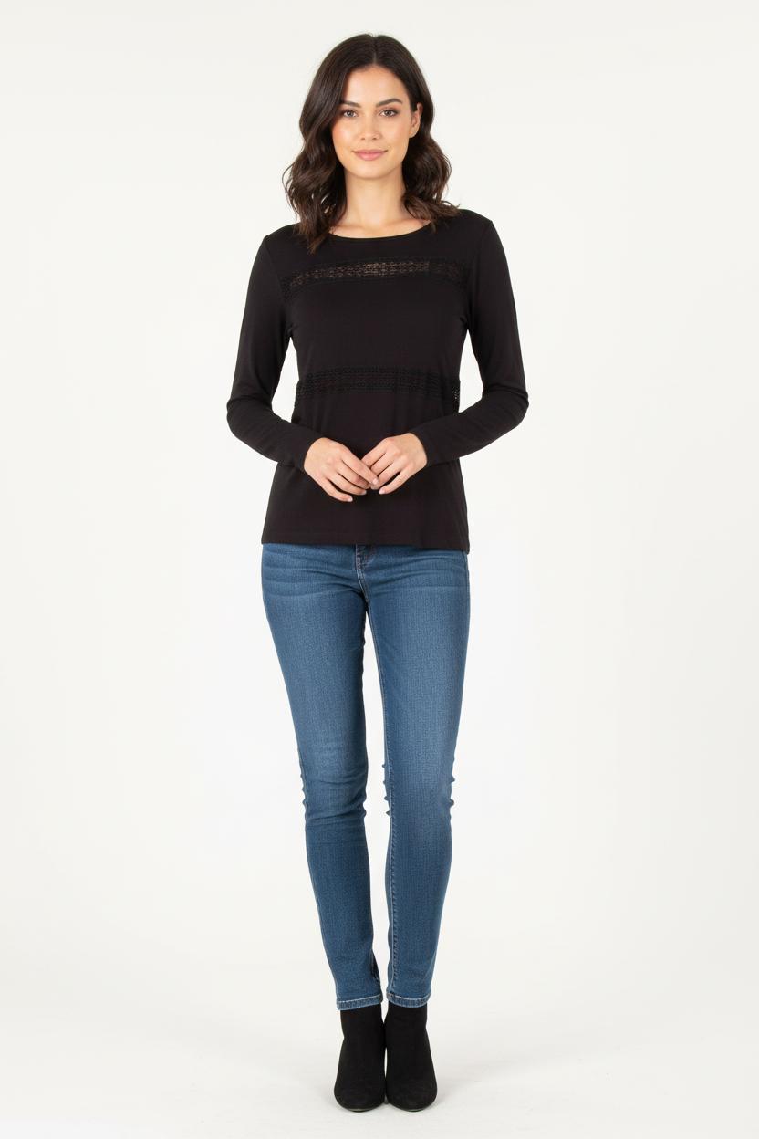 Tee-shirt Manches Longues Noir - Taille S/36