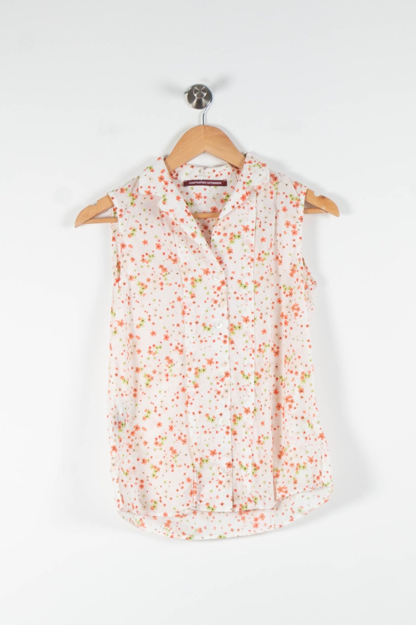 Chemise Sans Manches Blanche et Orange - Taille XS/34
