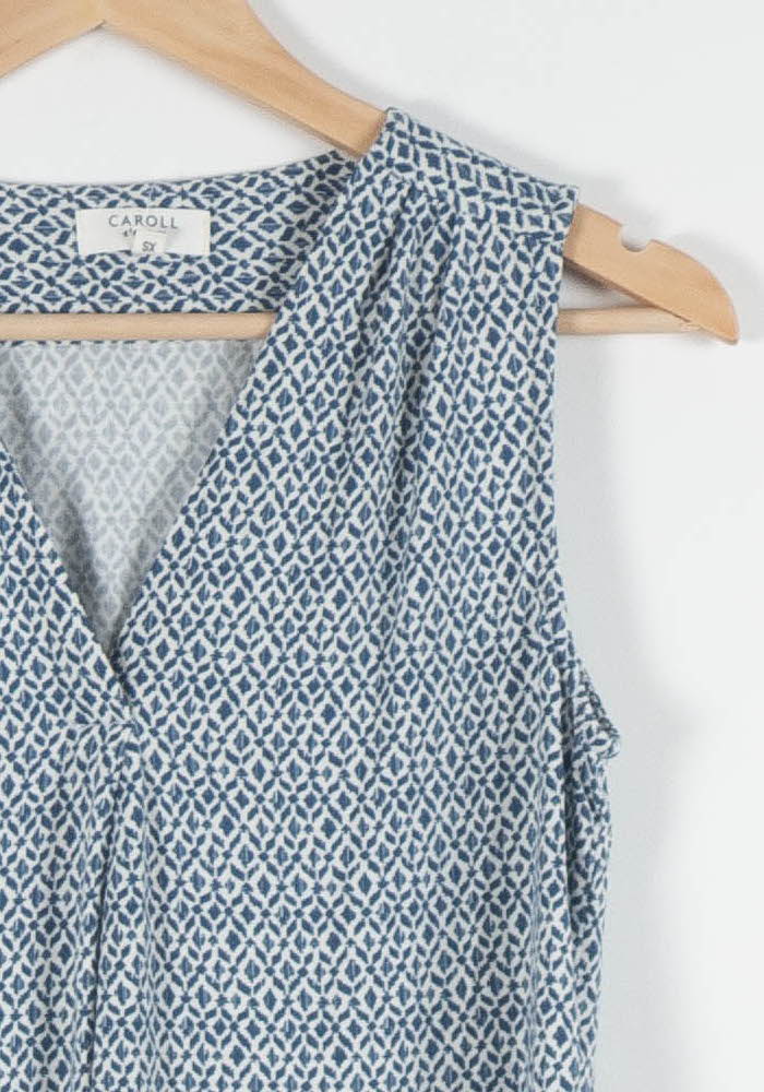 Blouse Sans Manches Bleue et Blanche - Taille XS/34