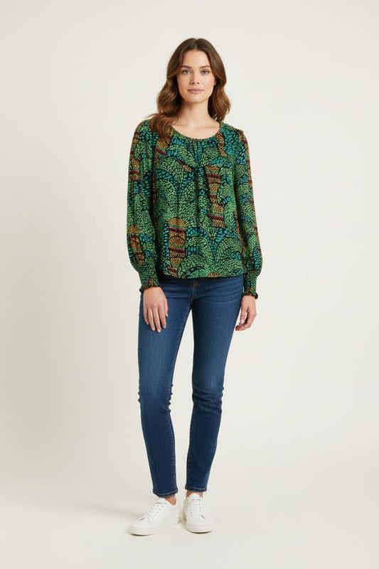 Blouse Verte et Jaune - Taille M/38