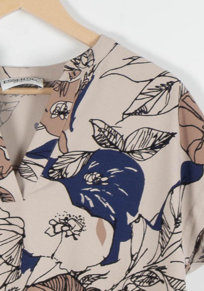 Blouse Beige et Bleu - Taille M/38