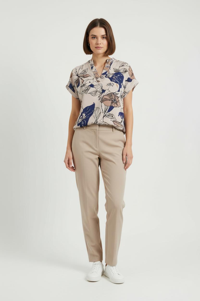 Blouse Beige et Bleu - Taille M/38