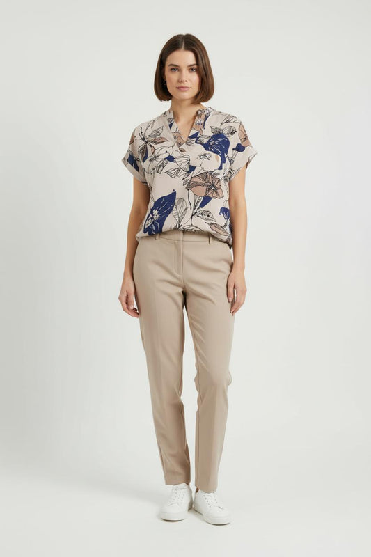 Blouse Beige et Bleu - Taille M/38