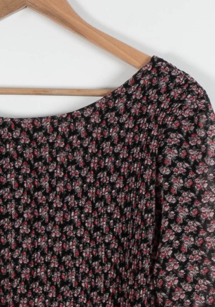 Robe Fleurie Noire et Rose - Taille M/38