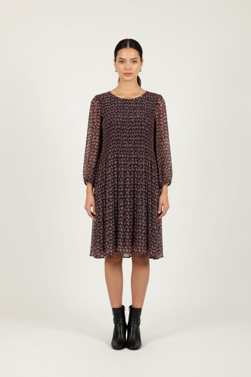 Robe Fleurie Noire et Rose - Taille M/38