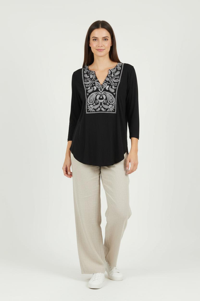 Blouse Noire et Blanche - Taille S/36