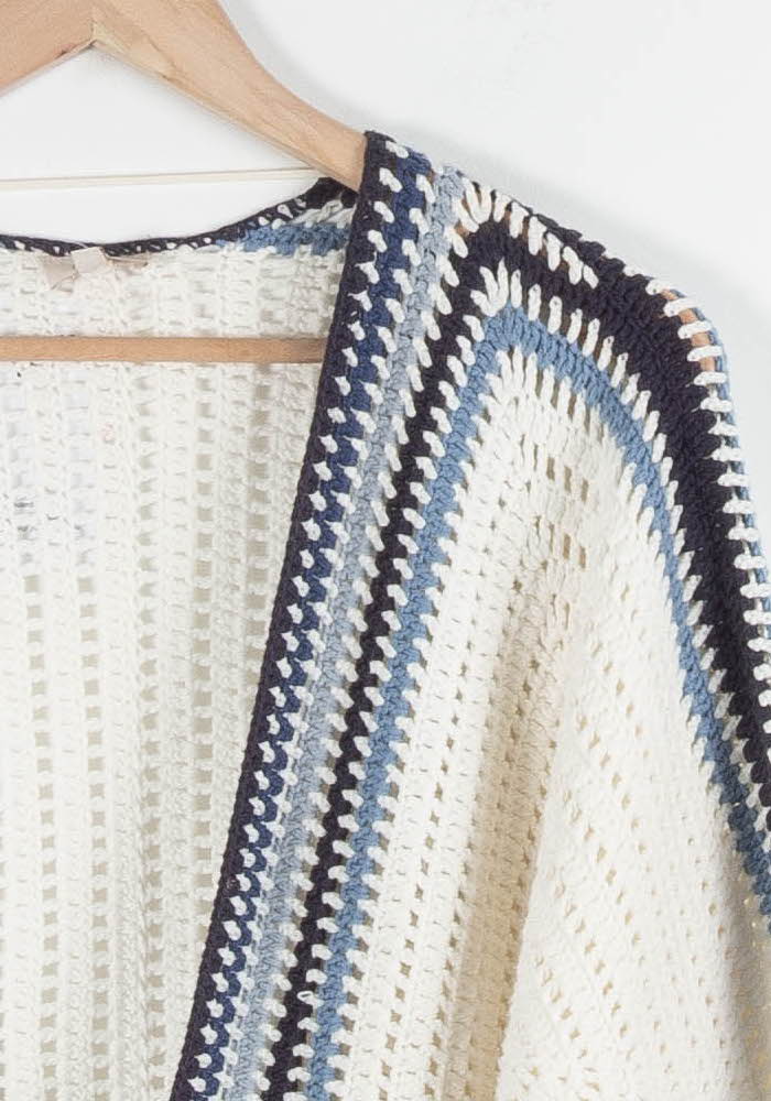 Cardigan beige et bleu - Taille S/36