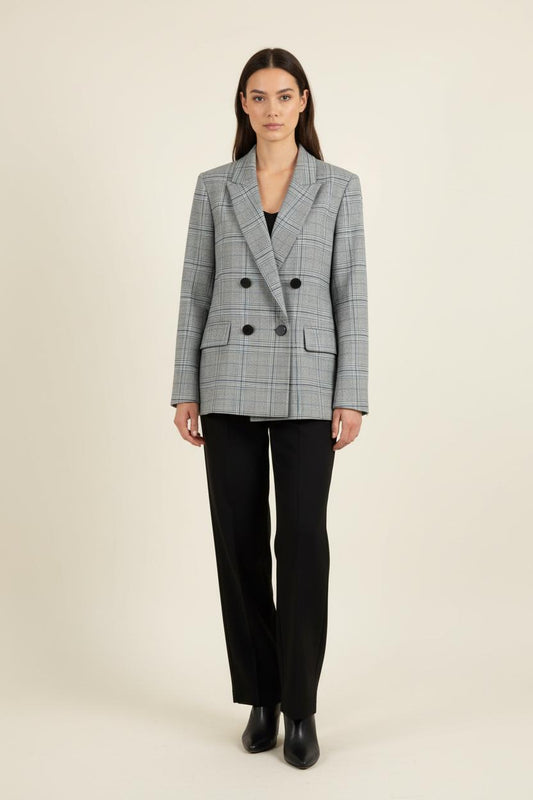 Blazer Gris à Carreaux - Taille XS/34