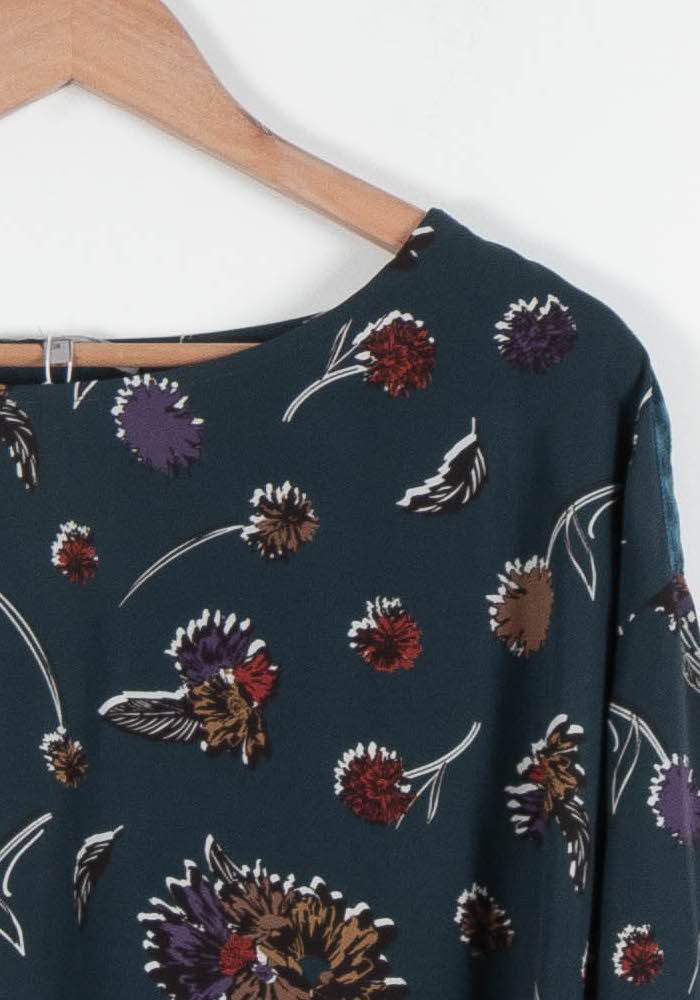 Blouse Bleu Foncé et Marron - Taille M/38