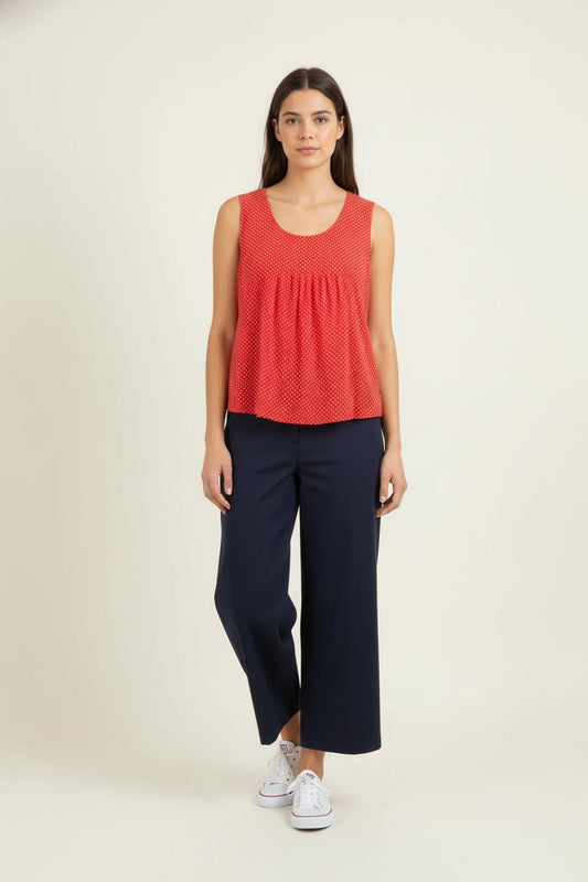 Blouse Rouge à Pois Blancs - Taille XS/34