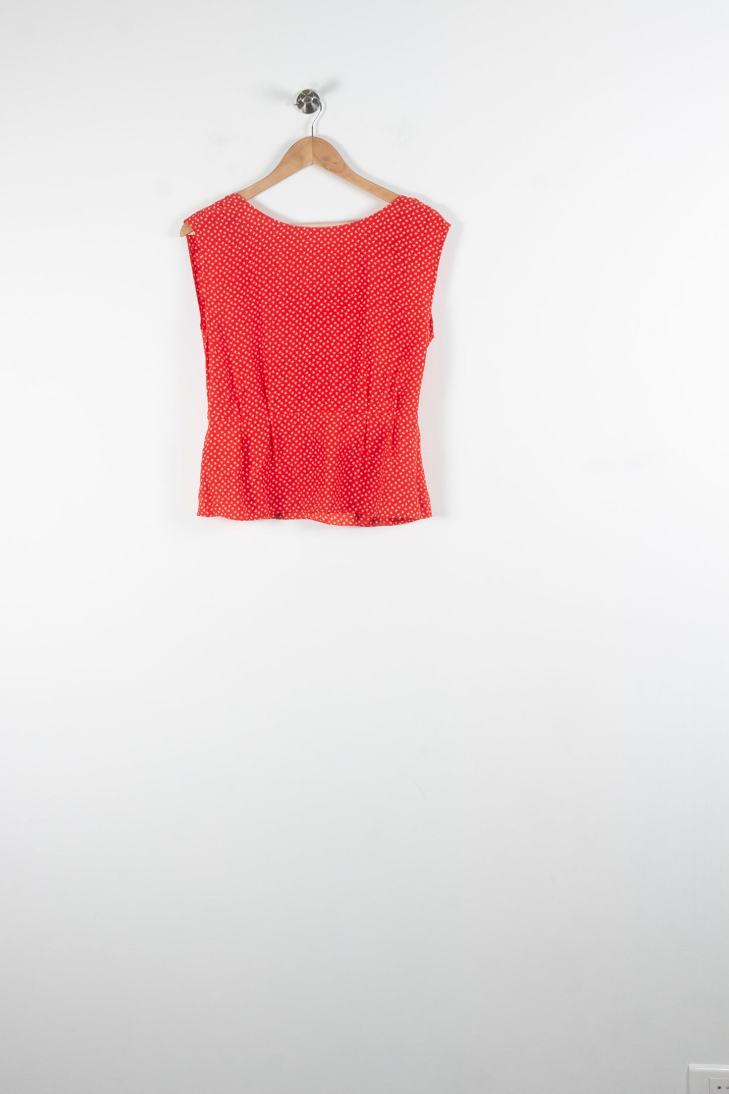 Blouse Rouge à Pois Blancs - Taille XS/34