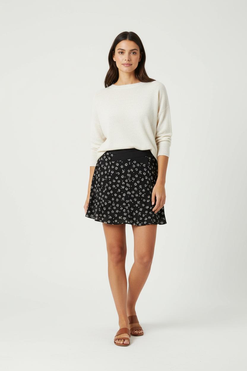 Jupe Évasée Noire et Blanche - Taille S/36