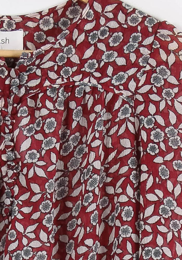 Blouse Fleurie Bordeaux et Blanc - Taille L/40