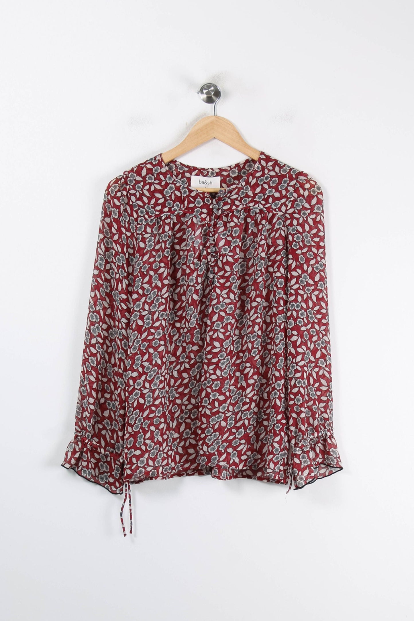 Blouse Fleurie Bordeaux et Blanc - Taille L/40