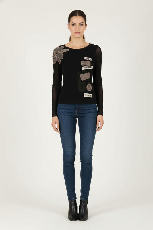 T-shirt Noir et Beige - Taille S/36