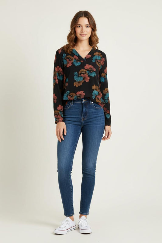 Blouse Noire Multicolore - Taille XL/42