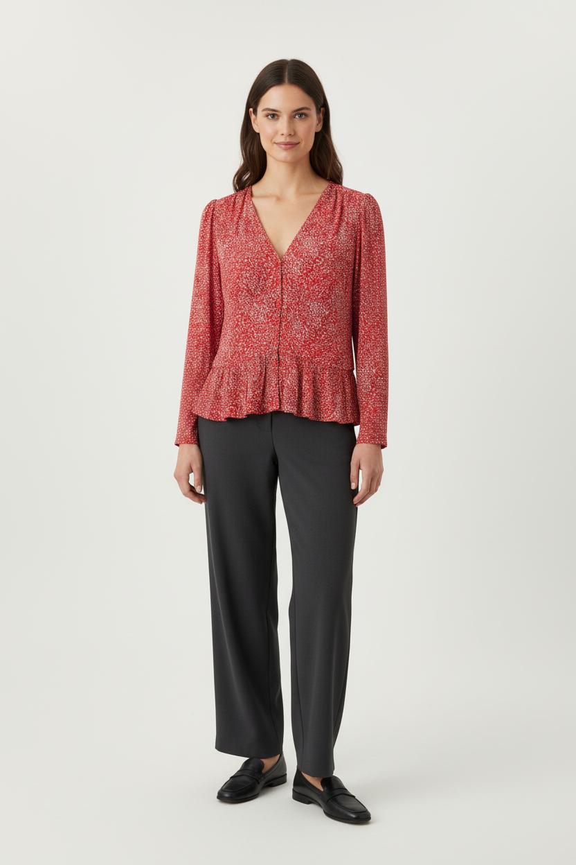 Blouse Rouge et Blanche - Taille M/38