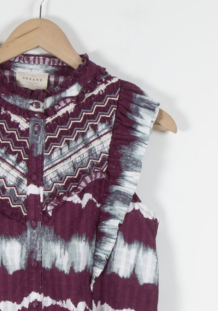 Blouse Sans Manches Bordeaux et Blanche - Taille M/38