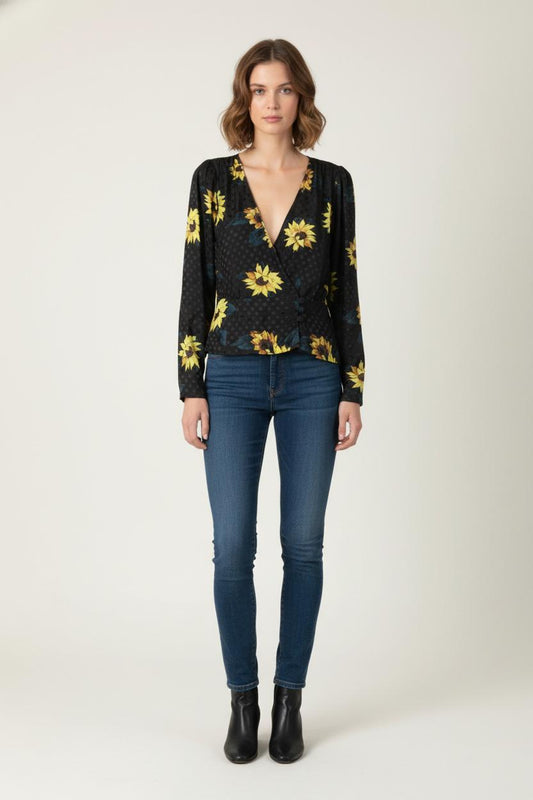 Blouse Noire et Jaune - Taille S/36