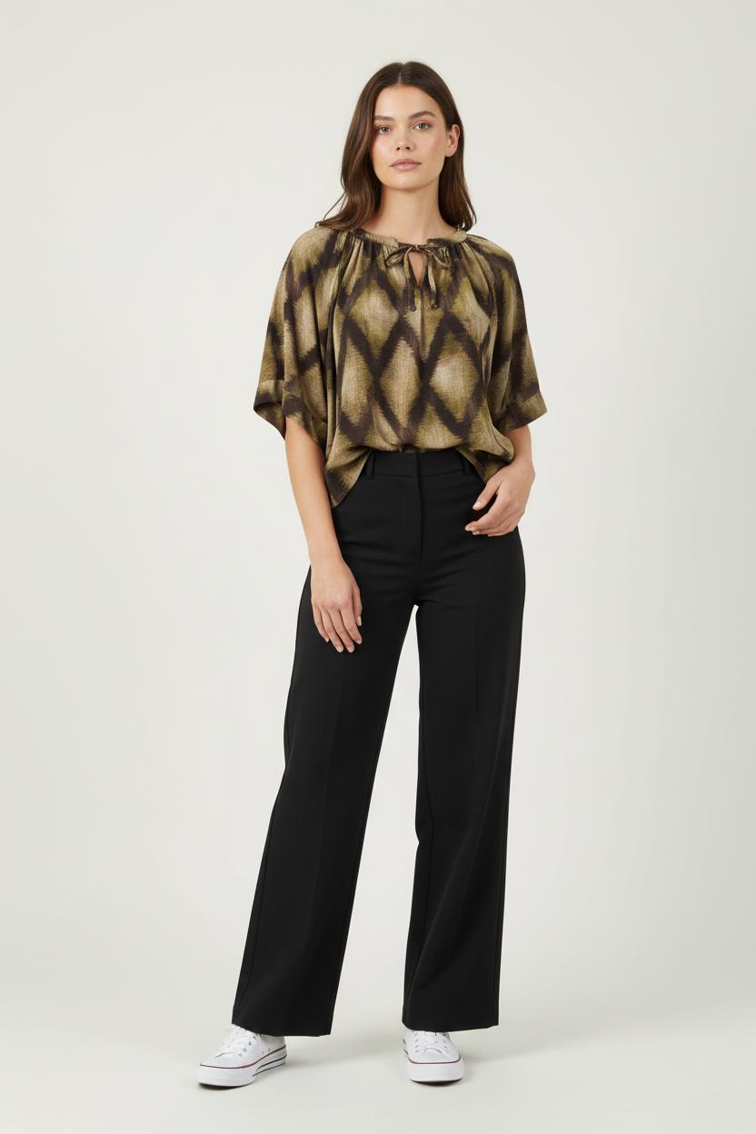 Blouse Verte et Marron - Taille M/38