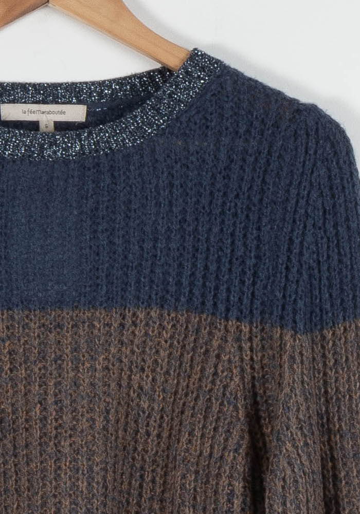 Pull Bleu et Marron - Taille S/36