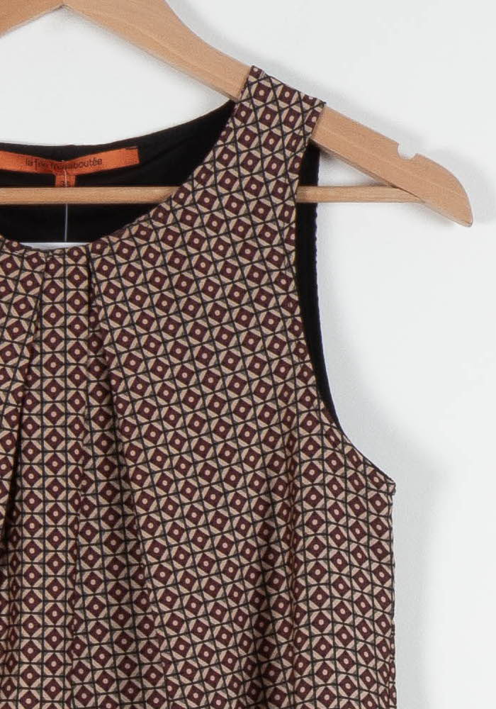 Robe Sans Manches Bordeaux et Noir - Taille S/36