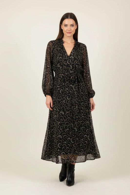 Robe Longue Noire et Beige - Taille S/36