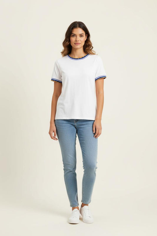 Tee-shirt Blanc et Bleu - Taille S/36