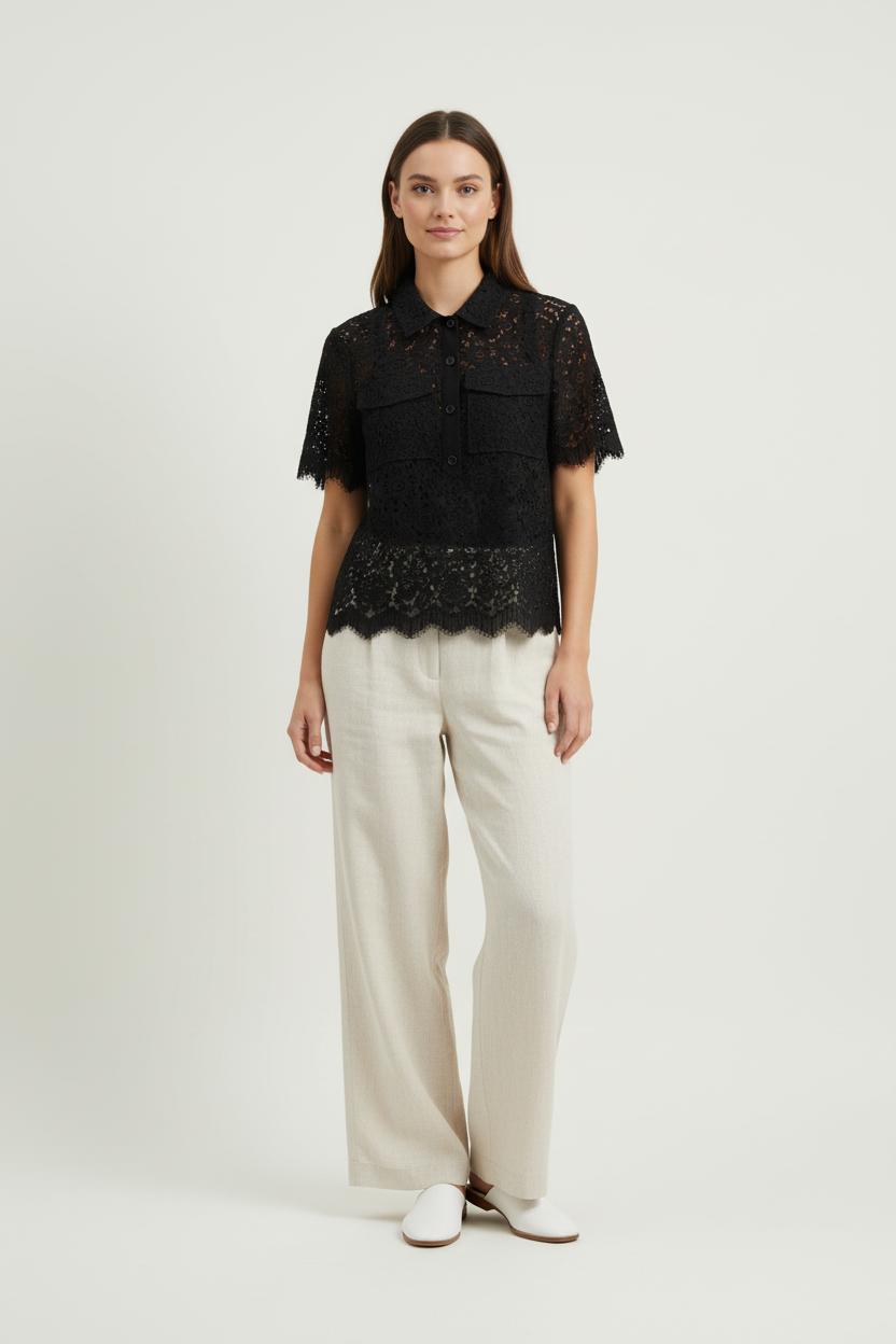 Blouse Dentelle Noire - Taille S/36