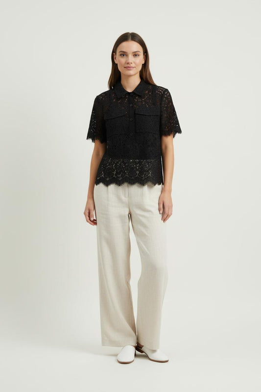 Blouse Dentelle Noire - Taille S/36