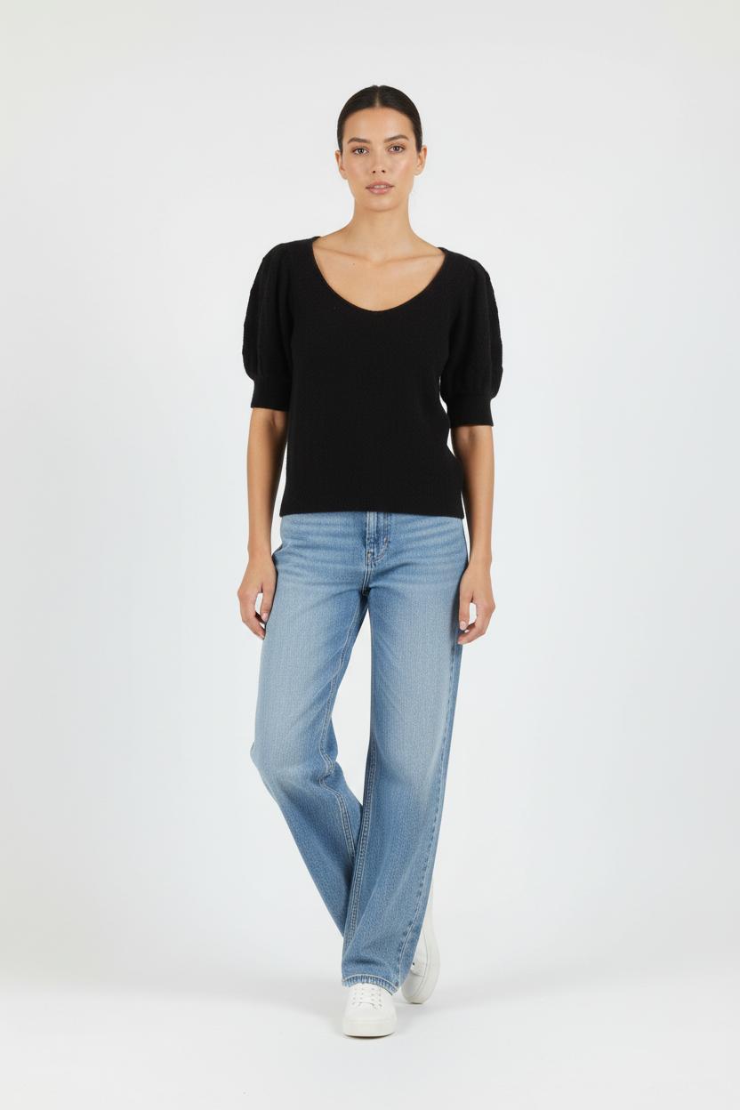 Pull Manches Courtes Noir - Taille S/36