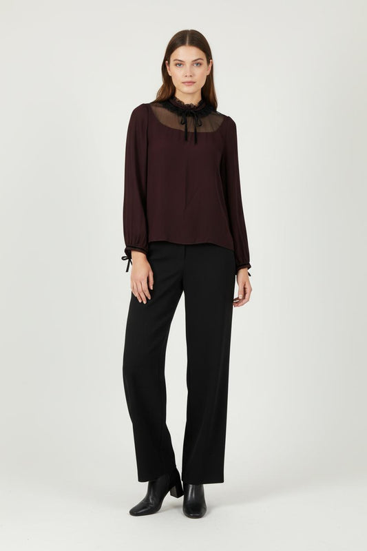 Blouse Bordeaux et Noir - Taille M/38