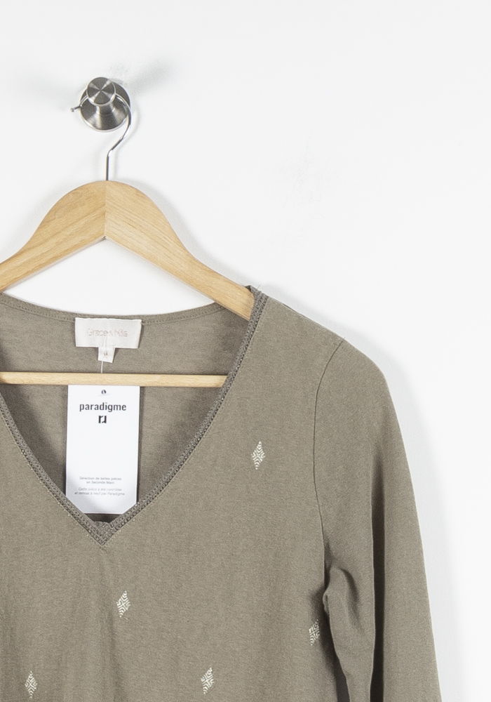 Tee-shirt Manches Trois Quarts Vert - Taille M/38